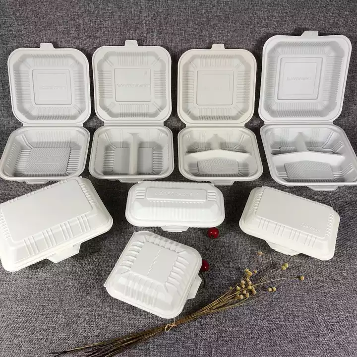 3 5 compartment eco friendly biodegradable disposable packaging cornstarch corn starch takeaway bento lunch box food container