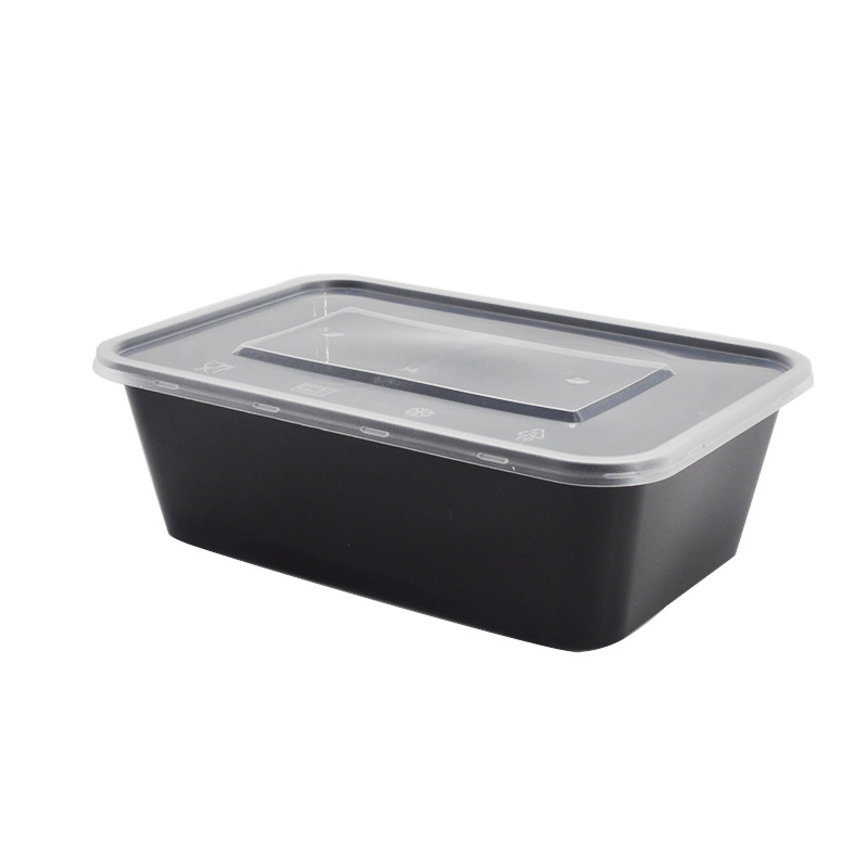 Disposable lunch box fast food box rectangular black transparent thickened takeout plastic lunch box packaged takeout lunch box
